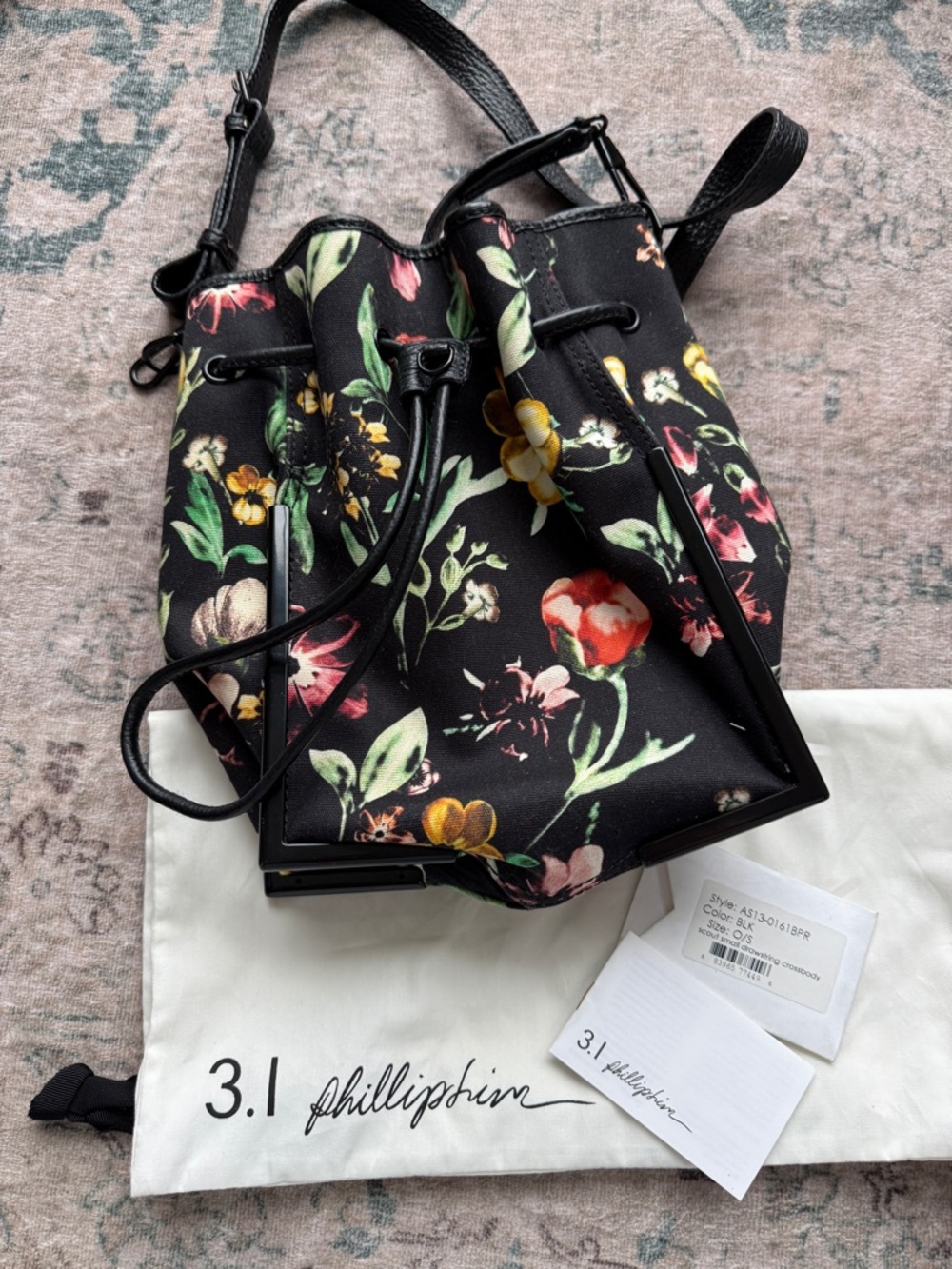 3.1 PHILLIP LIM Scout Small Drawstring Crossbody Bucket Bag Floral Canvas